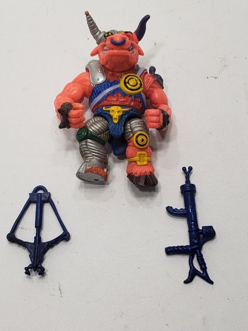 Vintage TMNT Groundchuck Action Figure 1990 Playmates w/2 Accessories Lot